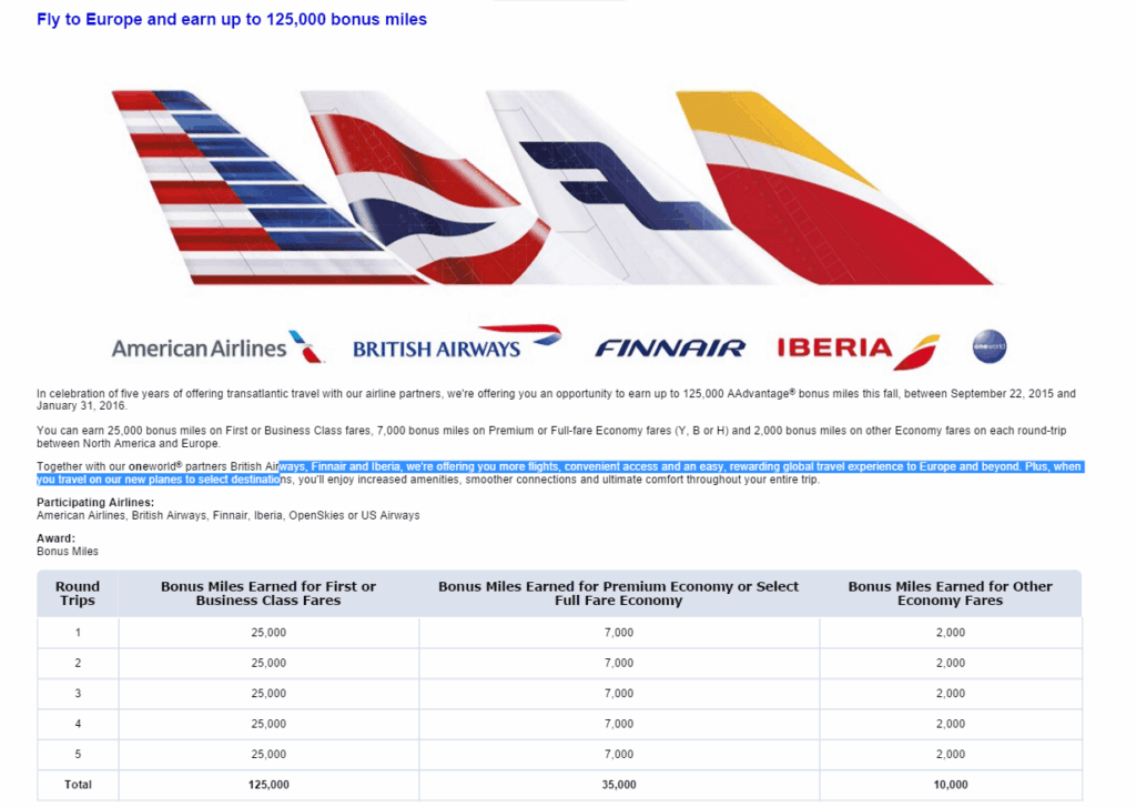 AA 125k miles offer