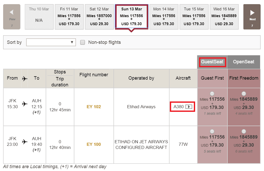 Хитрость для покупки премиальных билетов Etihad за мили AAdvantage