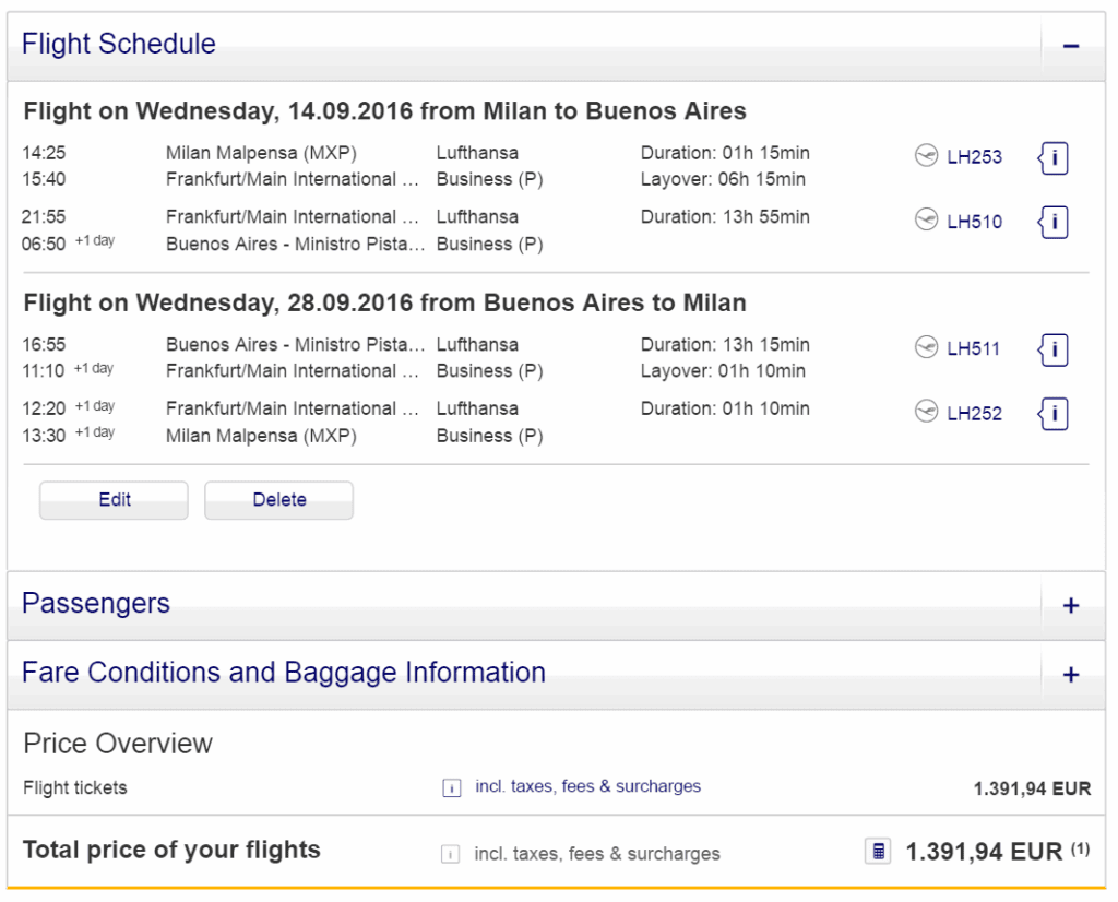 Бизнес-класс Lufthansa: Южная Америка из Милана от 1300 евро