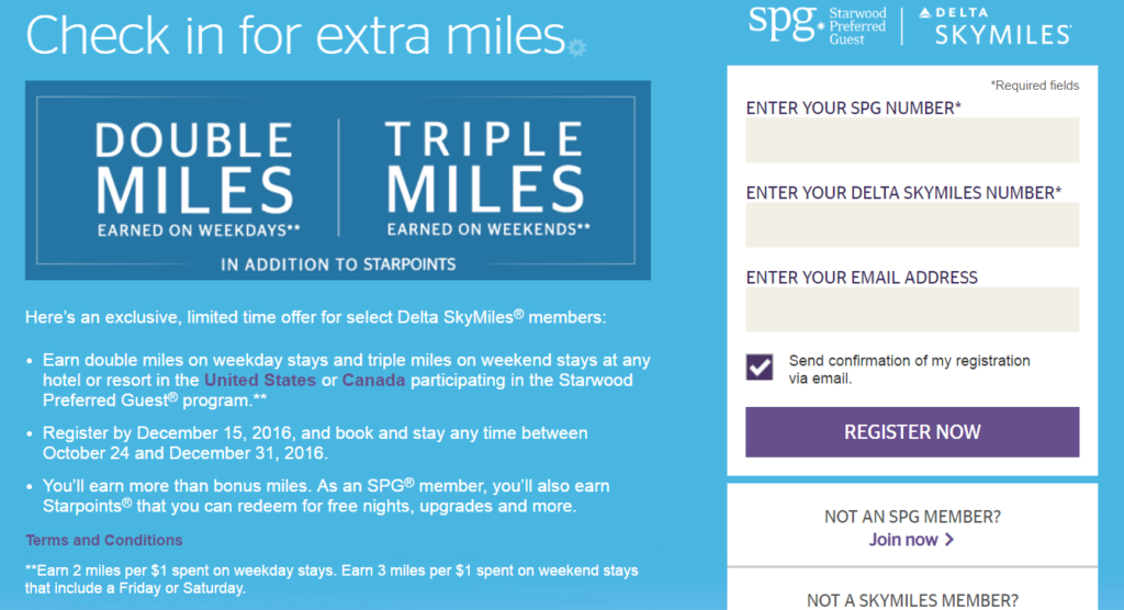 SPG Double Up: бонусные мили Delta за пребывания в отелях Starwood в США и Канаде