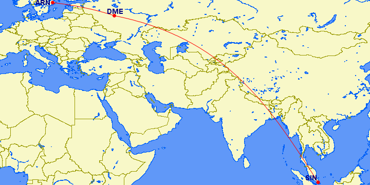 Новый маршрут пятой свободы Singapore Airlines: Москва – Стокгольм