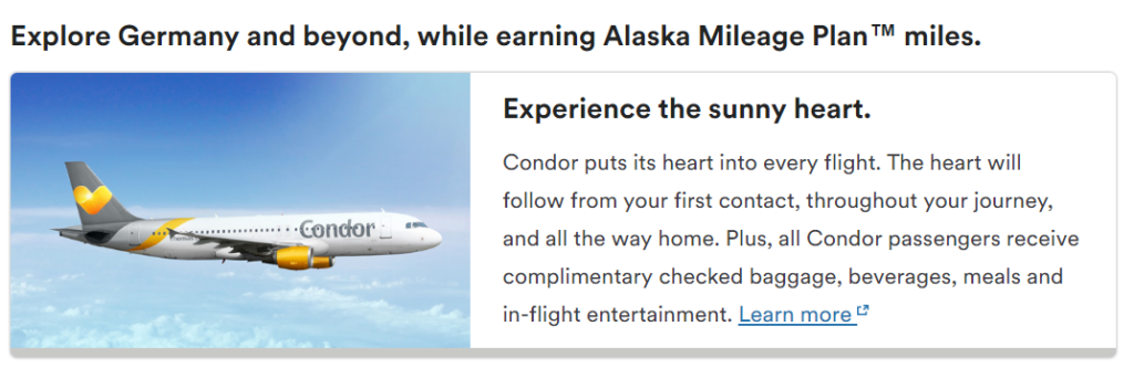 Новый партнер Alaska Mileage Plan – Condor!