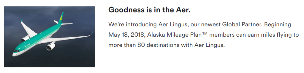 Мили Alaska уже можно зарабатывать на рейсах Aer Lingus!