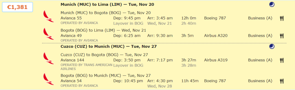 Бизнес-класс Avianca из Мюнхена в Южную Америку от 1400€